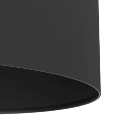 Lámpara de pie Maserlo, negra, altura 151 cm, tela/acero