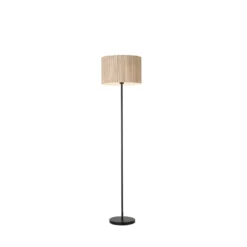 Lámpara de pie Meadow, negra, marrón, fibra natural, acero