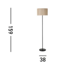 Lámpara de pie Meadow, negra, marrón, fibra natural, acero