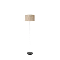 Lámpara de pie Meadow, negra, marrón, fibra natural, acero