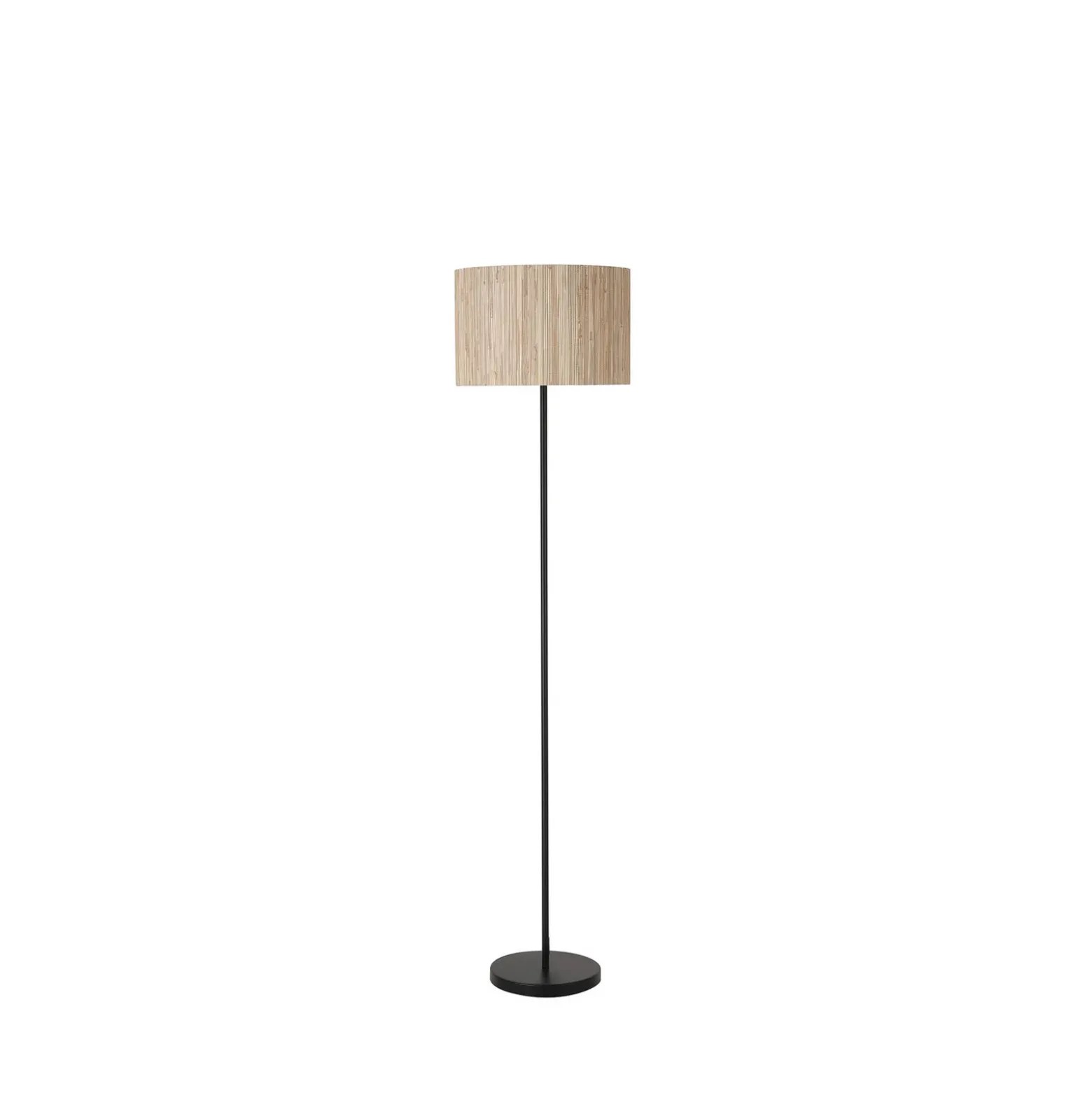 Lámpara de pie Meadow, negra, marrón, fibra natural, acero