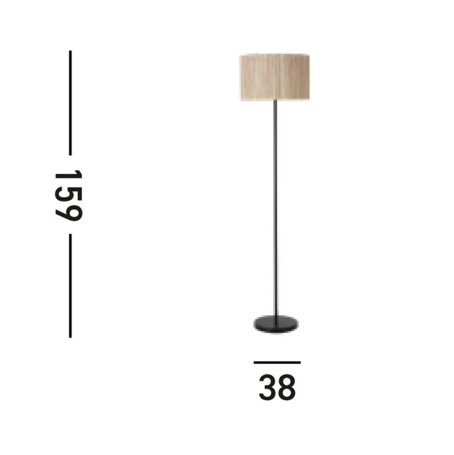 Lámpara de pie Meadow, negra, marrón, fibra natural, acero