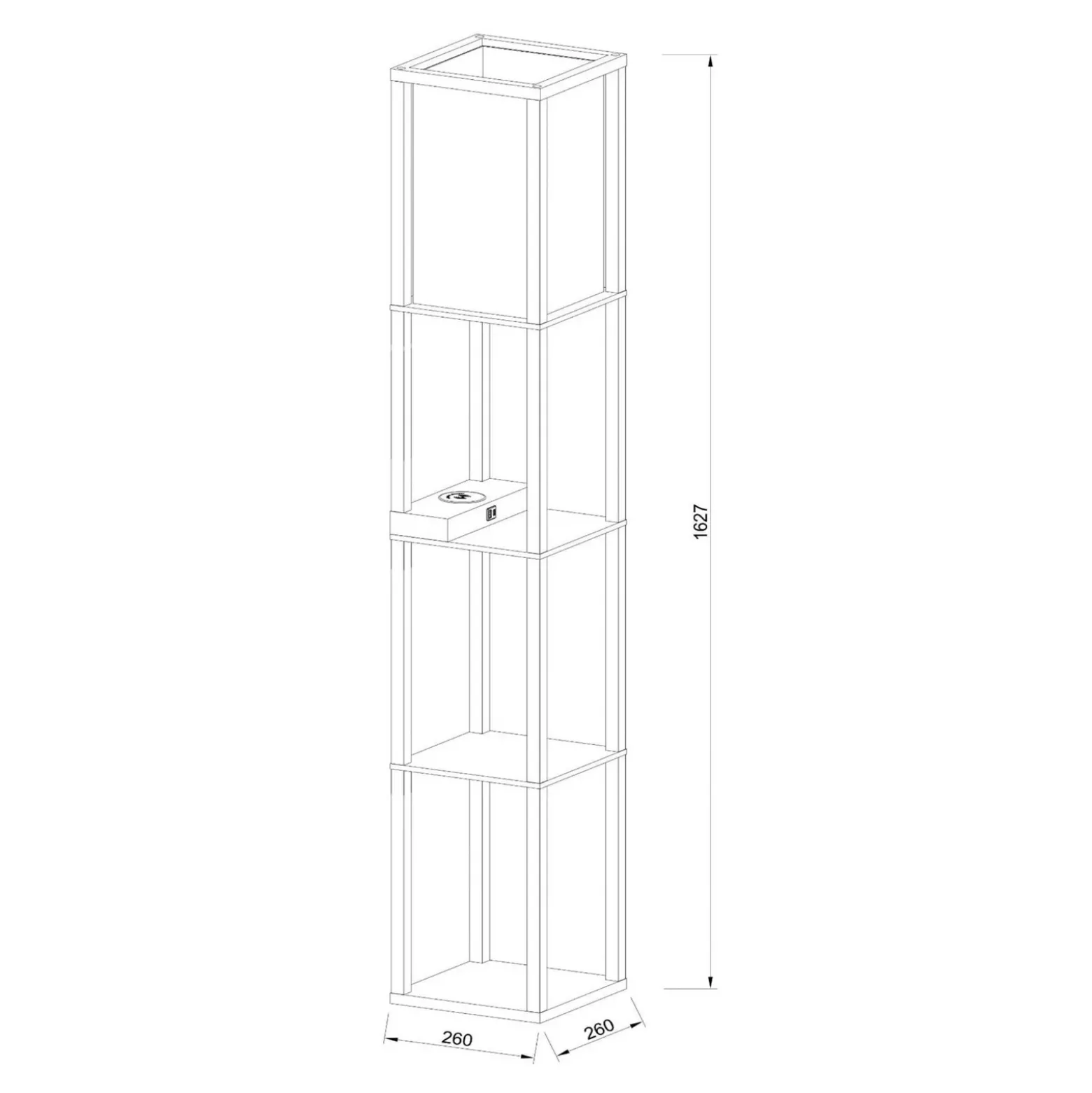 Lámpara de pie Menno, negra, 162,7 cm, cargador inalámbrico