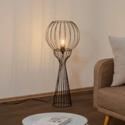 Lámpara de pie Mercure, negra, metal/plástico, altura 93 cm