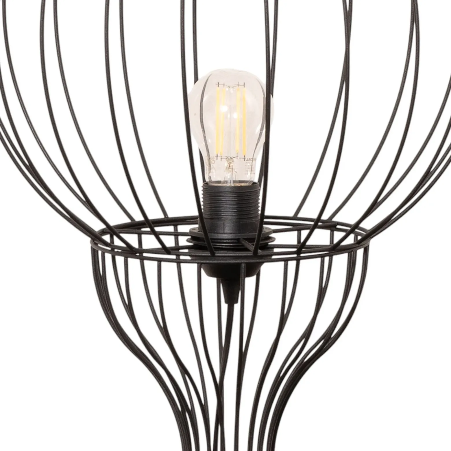 Lámpara de pie Mercure, negra, metal/plástico, altura 93 cm