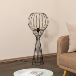Lámpara de pie Mercure, negra, metal/plástico, altura 93 cm