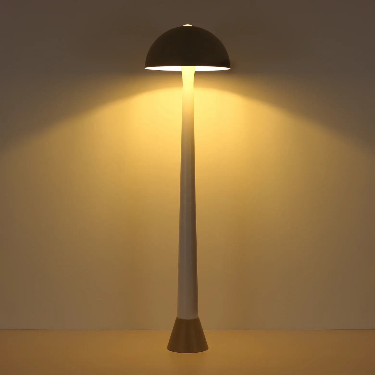 Lámpara de pie Merlin, color arena/blanco, metal, 150 cm de altura, E27