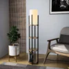 Lámpara de pie 8115, negro/dorado/blanco, metal/lona, altura 130 cm