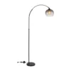 Lámpara de pie Newcastle, altura 196 cm, negro mate/gris humo