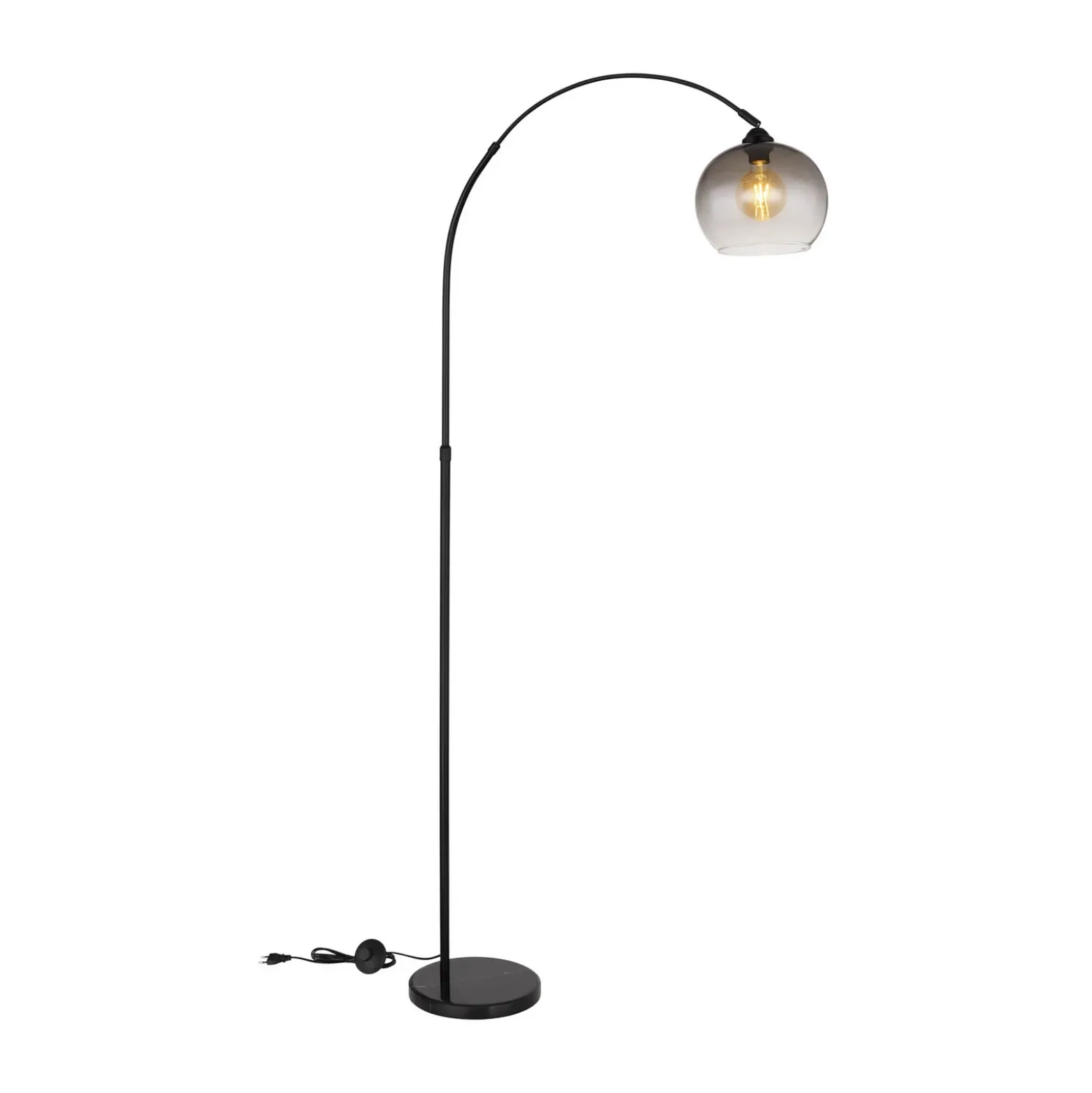 Lámpara de pie Newcastle, altura 196 cm, negro mate/gris humo