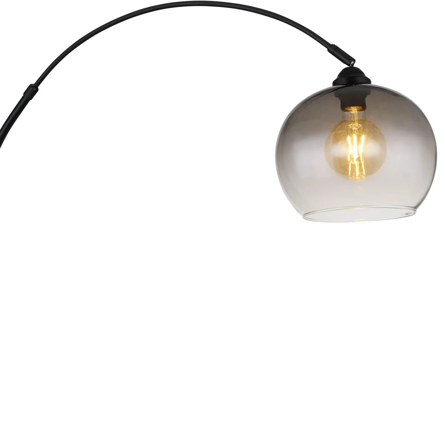 Lámpara de pie Newcastle, altura 196 cm, negro mate/gris humo