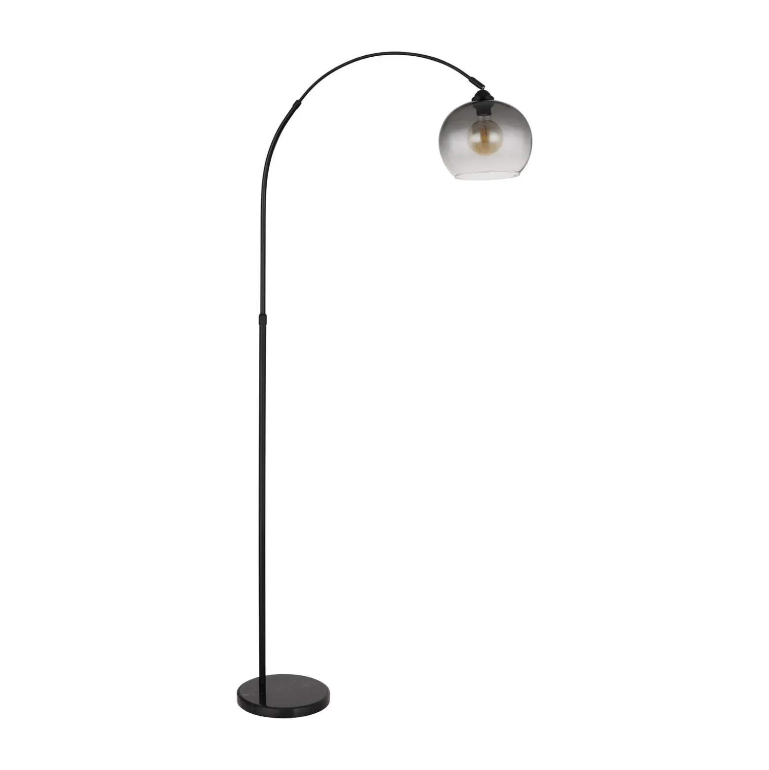Lámpara de pie Newcastle, altura 196 cm, negro mate/gris humo