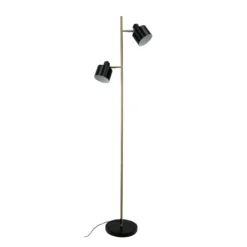 Lámpara de pie Ocean de Dyberg Larsen, negro/latón, 2 luces.