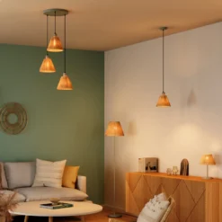 Lámpara de pie OSRAM Decor Raffia, 1 luz, rafia color natural, E27