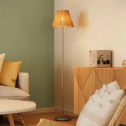 Lámpara de pie OSRAM Decor Raffia, 1 luz, rafia color natural, E27