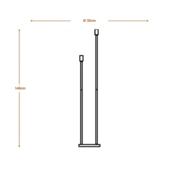 Lámpara de pie OSRAM DECOR STICK, gris oscuro, altura 146 cm, 2 x E27