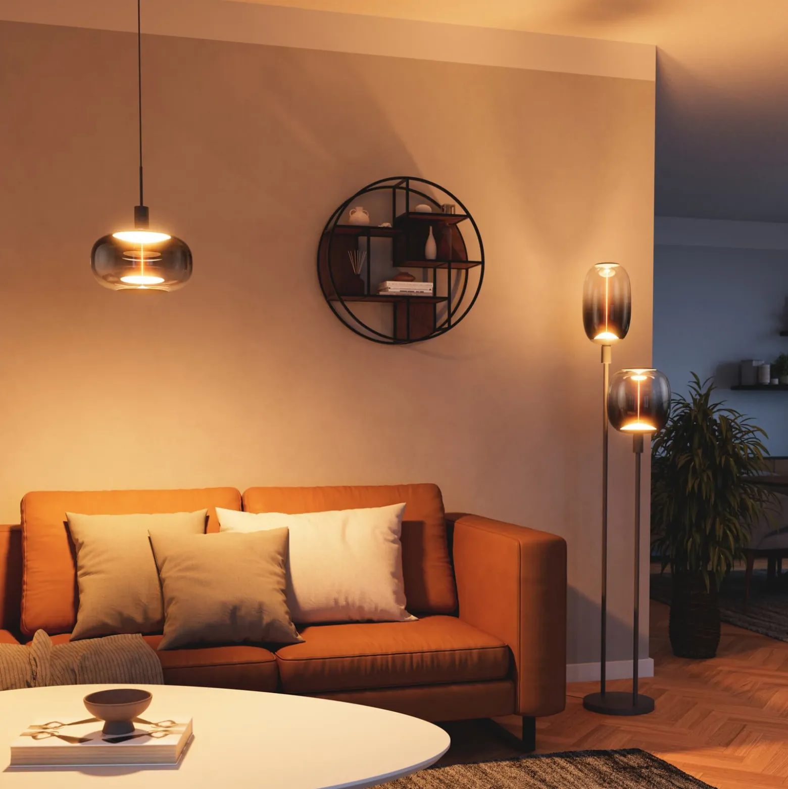 Lámpara de pie OSRAM DECOR STICK, gris oscuro, altura 146 cm, 2 x E27
