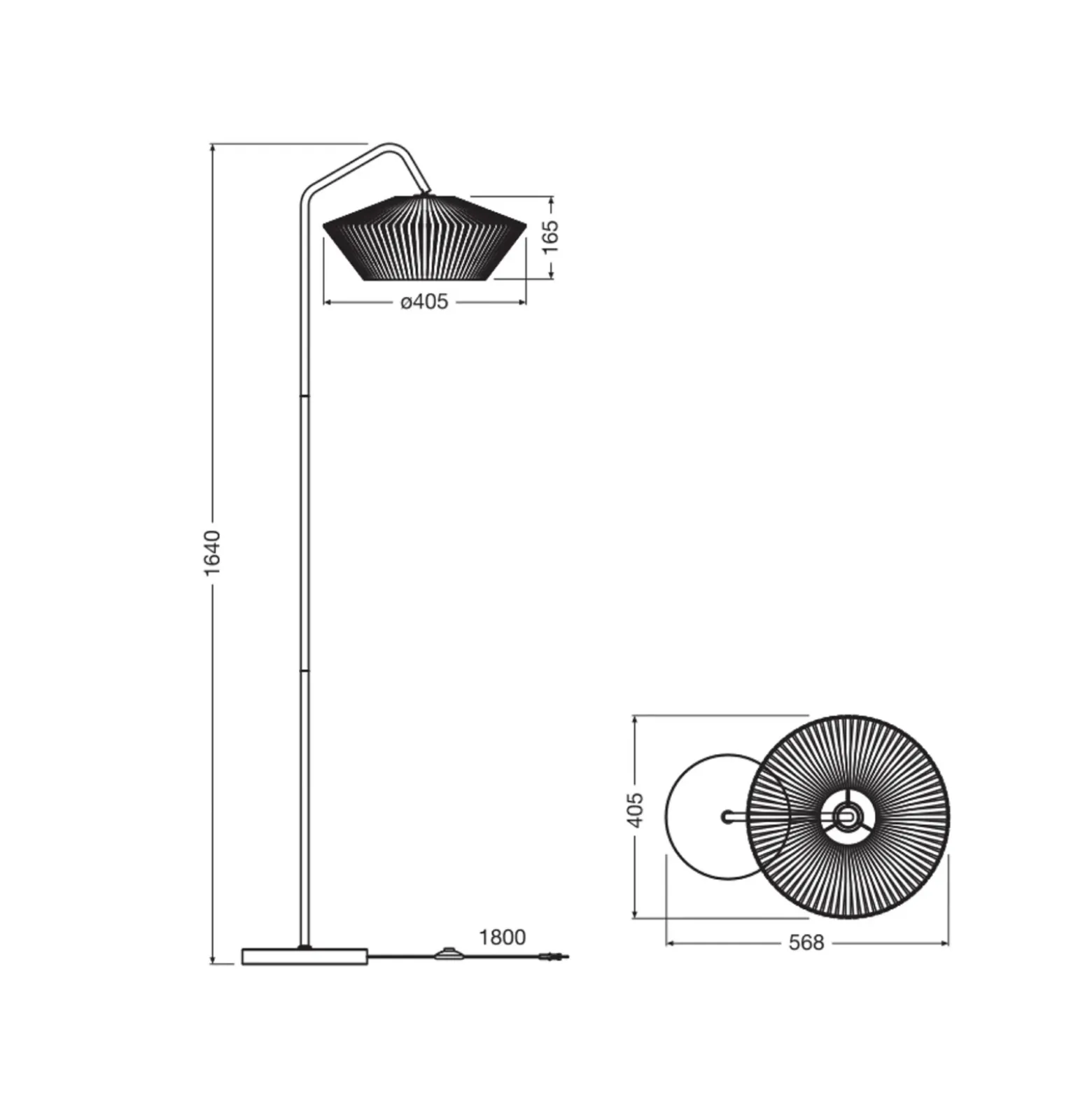 Lámpara de pie OSRAM Decor Tira, gris, textil, E14