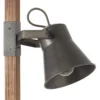 Lámpara de pie Plow, 2 focos, negro/madera oscuro