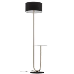 Lámpara de pie Pongo con pantalla de tela y repisa
