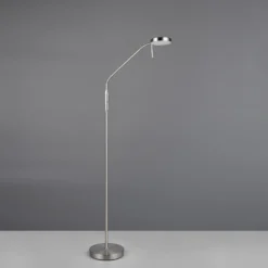 Lámpara de pie recargable LED Moreno, níquel mate, CCT, atenuable