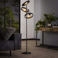 Lámpara de pie Ringelbach, 3 luces, antracita, metal, E27