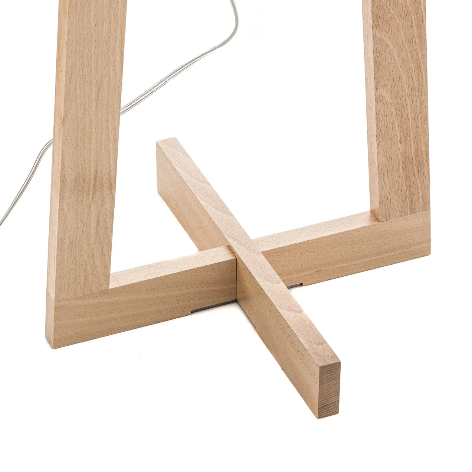 Lámpara de pie Sacha LS de madera y textil, blanco
