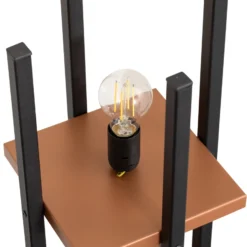 Lámpara de pie Shelf, negro/cobre, tela, altura 130 cm, E27