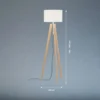 Lámpara de pie SHINE-WOOD, blanco/níquel/roble, altura 164 cm, 3 x E27