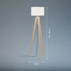 Lámpara de pie SHINE-WOOD, blanco/níquel/roble, altura 164 cm, 3 x E27