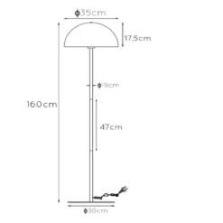 Lámpara de pie Siemon de acero, Ø 35 cm, verde