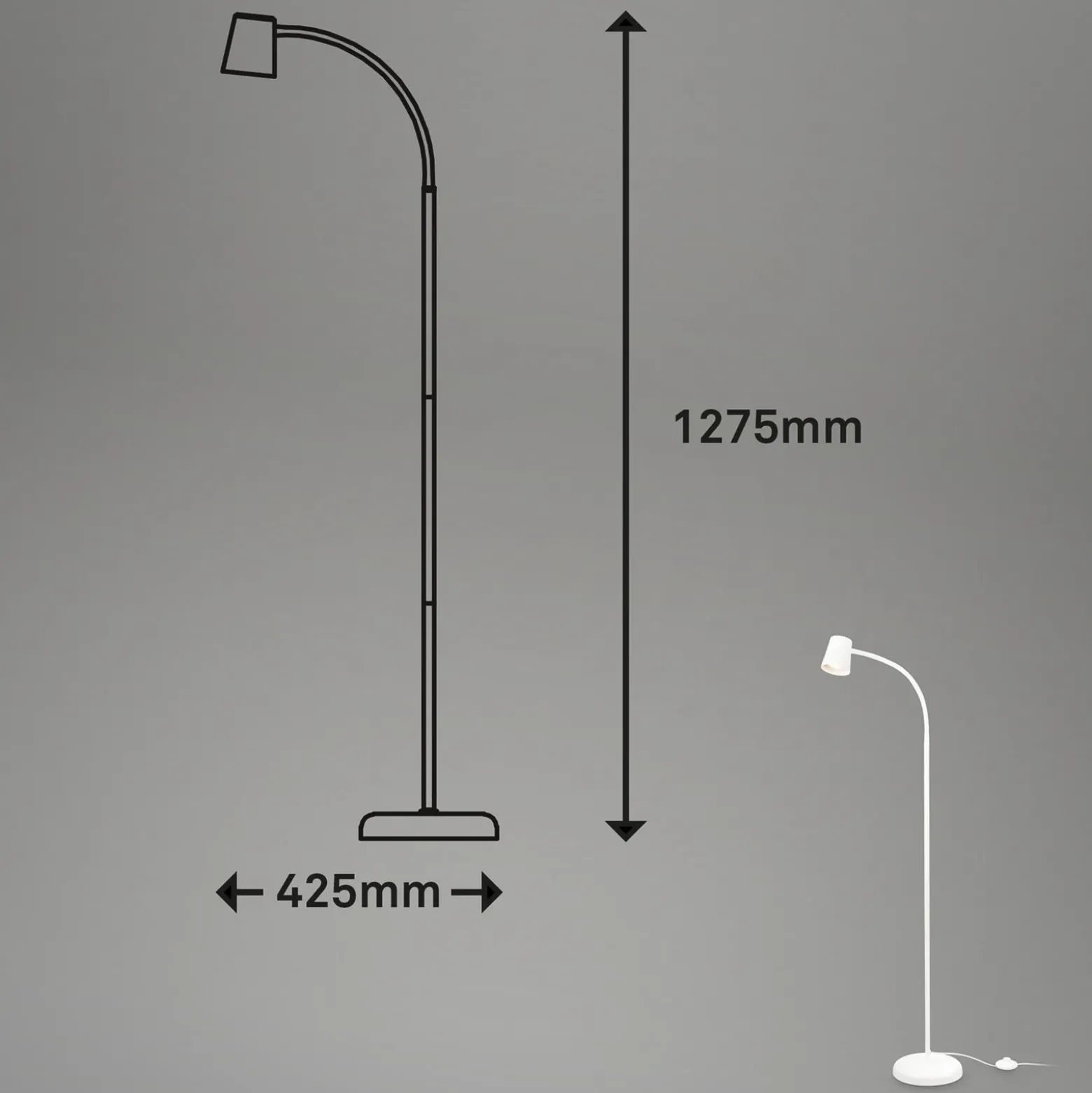 Lámpara de pie Skriva, ajustable, GU10, blanco