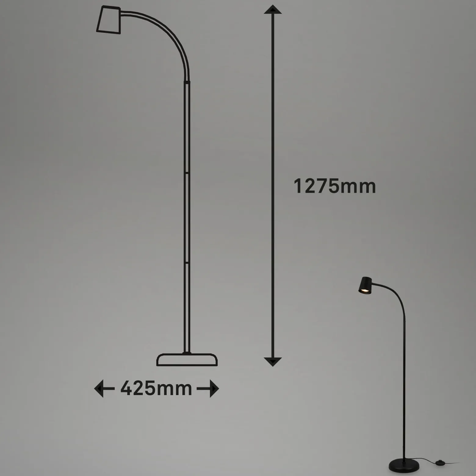 Lámpara de pie Skriva, ajustable, GU10, negro