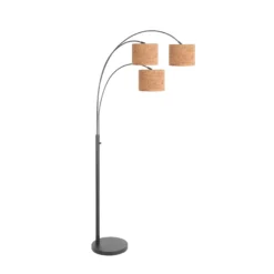 Lámpara de pie Sparkled Light, negro/marrón, 180 cm, corcho, 3 luces.