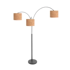 Lámpara de pie Sparkled Light, negro/marrón, 180 cm, corcho, 3 luces.