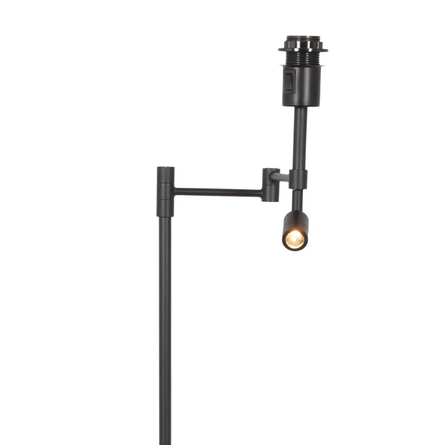 Lámpara de pie Stang, brazo de lectura LED, mimbre negro/natural