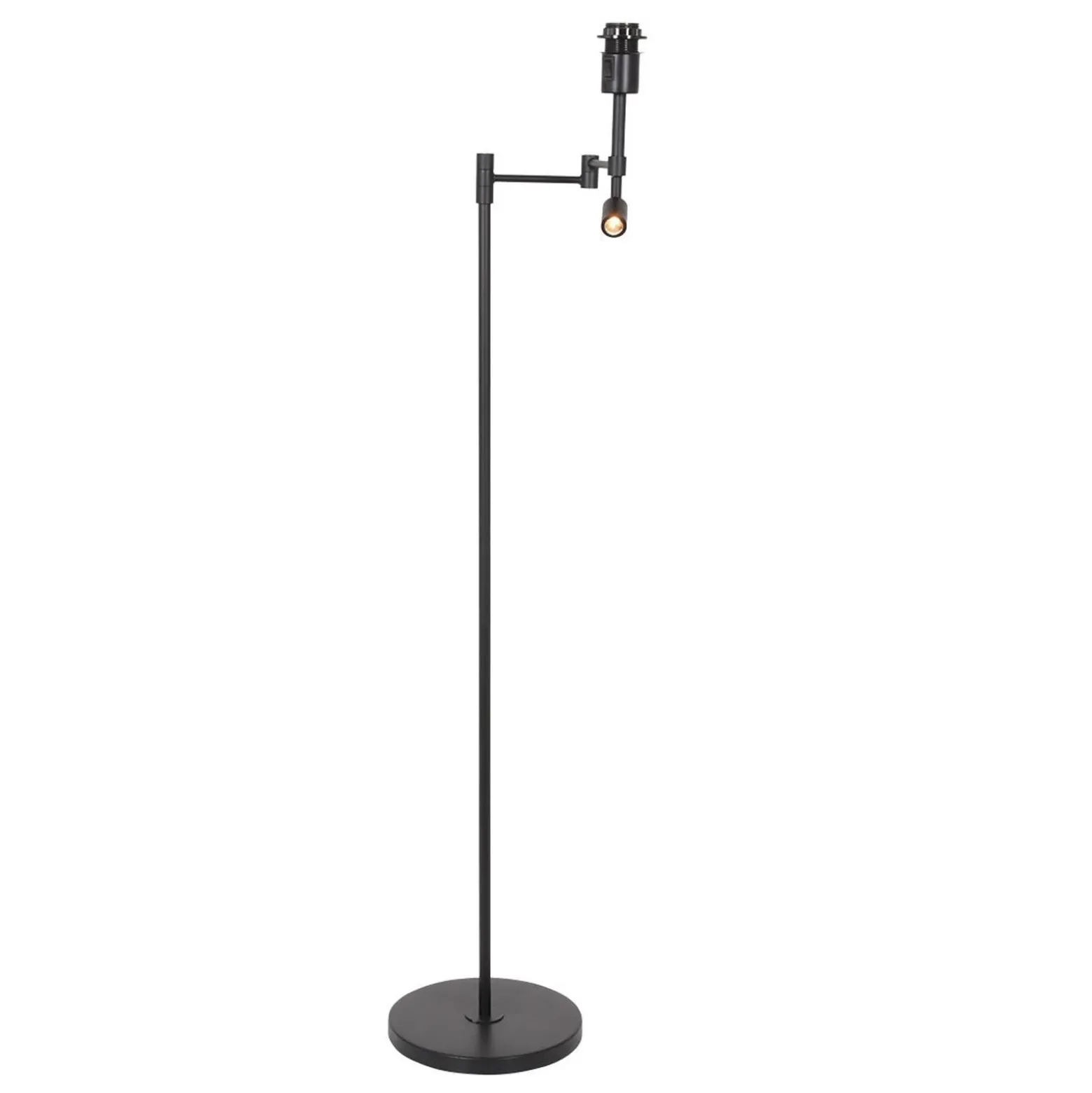 Lámpara de pie Stang, brazo de lectura LED, mimbre negro/natural