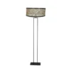 Lámpara de pie Stang, negra/pantalla trenzada negra/madera