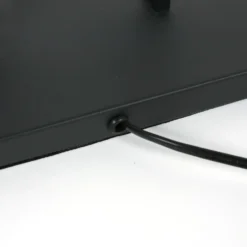 Lámpara de pie Stang, negra/pantalla trenzada negra/madera