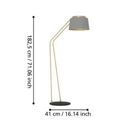 Lámpara de pie Stars of Light Almerimar, gris/latón, 181 cm