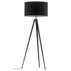 Lámpara de pie Tago, negra/plateada, de tres patas, 155 cm