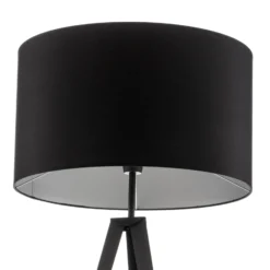 Lámpara de pie Tago, negra/plateada, de tres patas, 155 cm