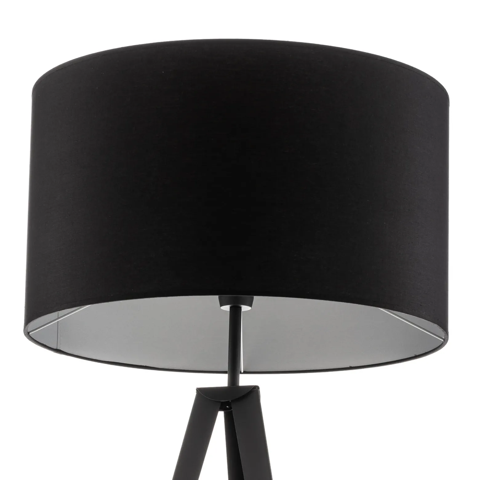 Lámpara de pie Tago, negra/plateada, de tres patas, 155 cm