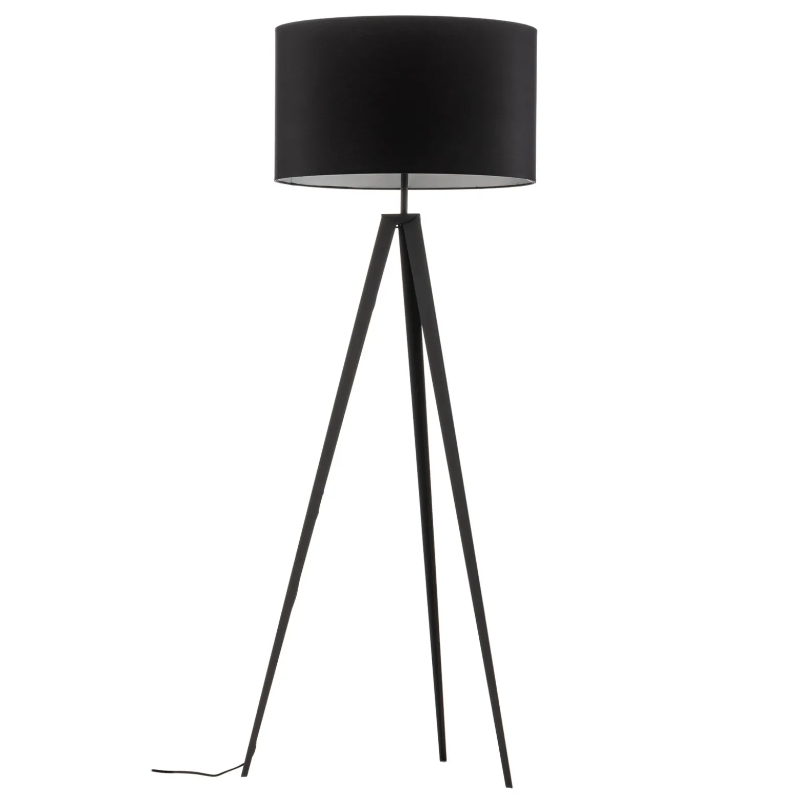 Lámpara de pie Tago, negra/plateada, de tres patas, 155 cm