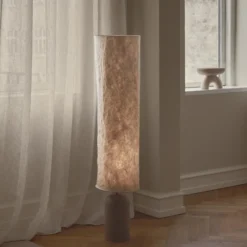 Lámpara de pie Talli, marrón, Tyvek/metal, altura 113 cm