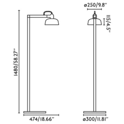 Lámpara de pie Tatawin, negra, acero/vidrio, altura 148 cm