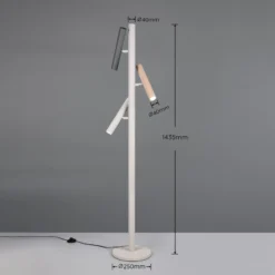 Lámpara de pie Terloa, multicolor, altura 143 cm, metal, 3 luces.