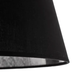 Lámpara de pie textil Fulda, pantalla negra, base cromada