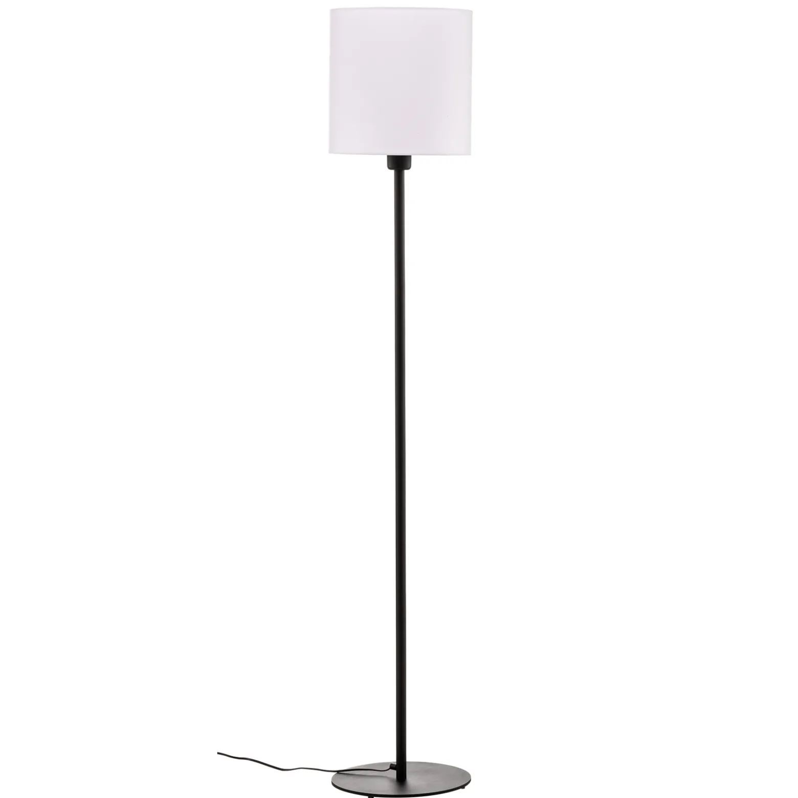 Lámpara de pie textil Harris, base negra, pantalla blanca
