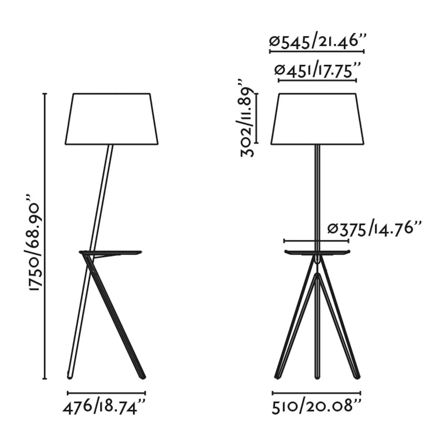 Lámpara de pie Treewood, fresno/beige, tela/madera, altura 175 cm
